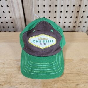 Genuine John Deere Kid Green Brown Yellow White Strapback Hat Toddler 2010 Logo
